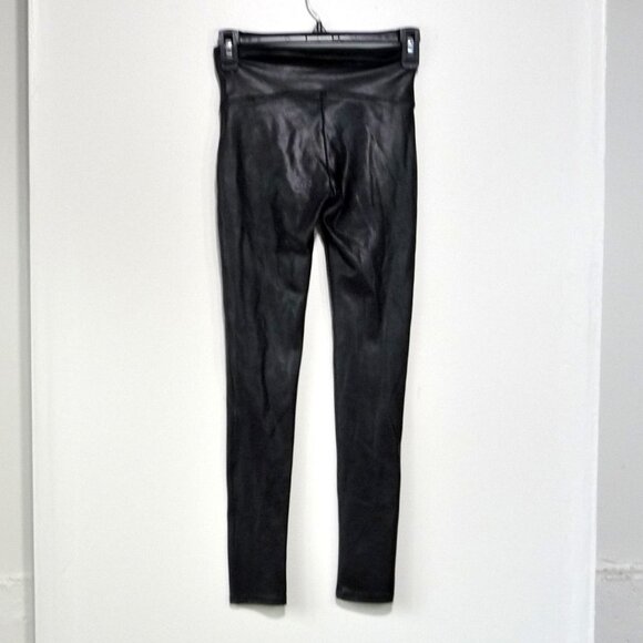 SPANX FAUX LEATHER BLACK LEGGINGS SMALL PETITE - Picture 3 of 8